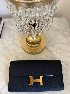 Hermes Black Epsom Leather Crossbody with Gold H Clasp